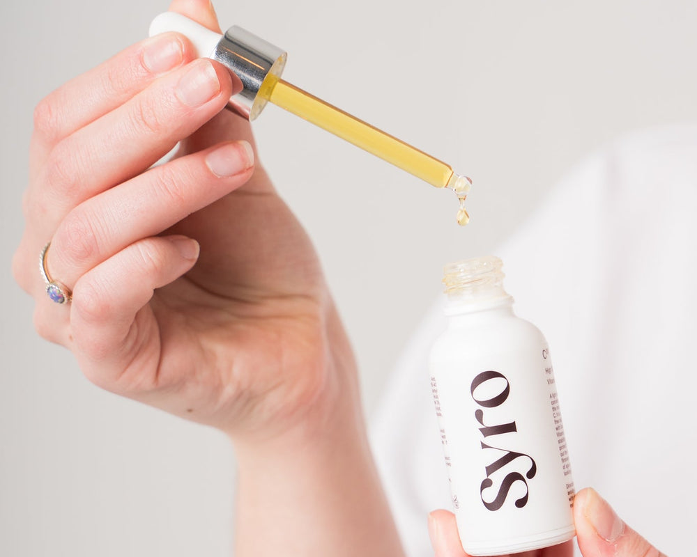Syro serum being applied with a dropper