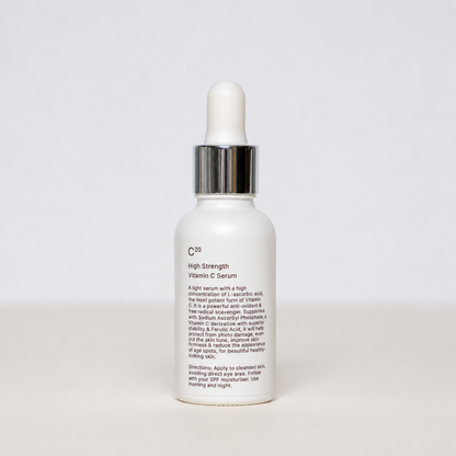 Vitamin C serum bottle, back label